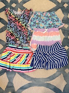 Girls Rainbow & Pastel Mix Outfit Bundle - Colorful Shorts & Skirts